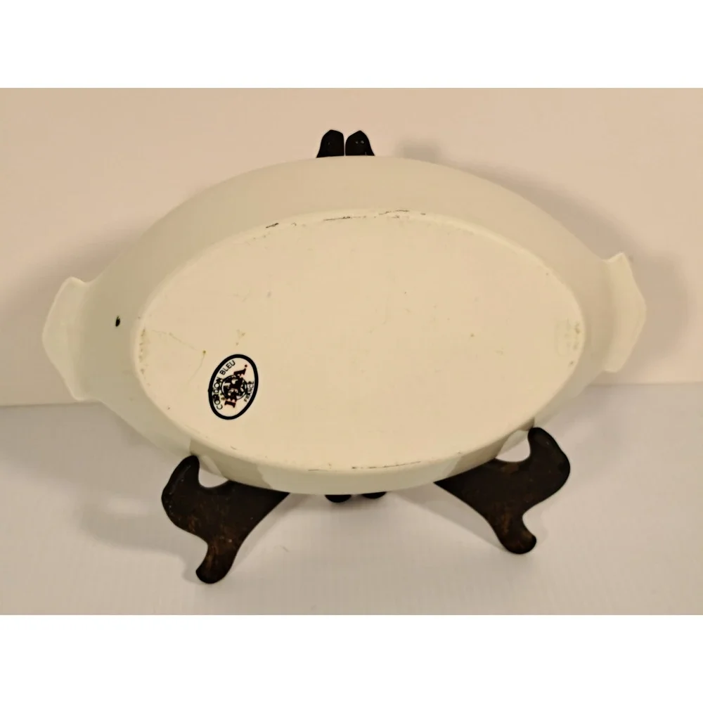 BIA Cordon Bleu France Floral Porcelain Au Gratin Dish Scalloped Handles 12in